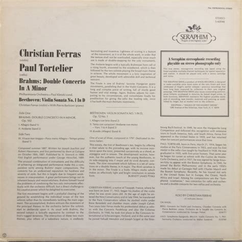 Brahms Double Concerto Christian Ferras Paul Tortelier Paul Kletzki