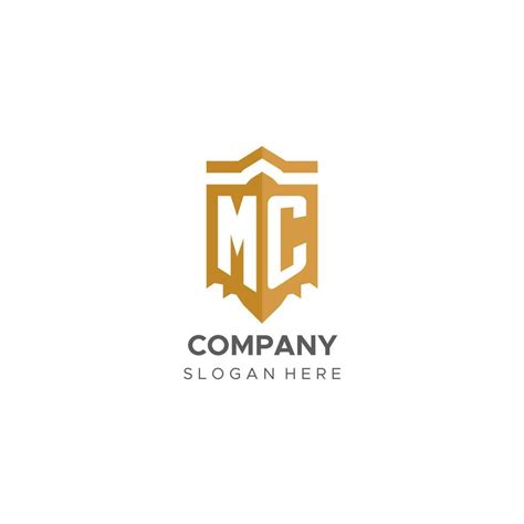Monogram MC Logo With Shield Geometric Shape Elegant Luxury Initial