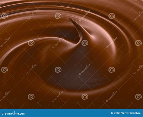 Set Of Swirl Chocolate Wave Or Flow Splash Pouring Hot Melted Milk Chocolate Sauce Or Syrup