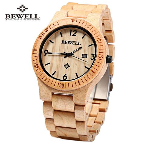 Bewell ZS-W086B Luxury Brand Wood Watch men Analog Quartz Movement Date ...