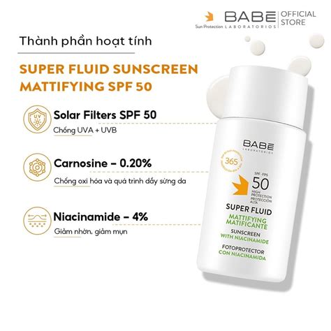 Kem chống nắng BABE Super Fluid Mattifying Sunscreen SPF 50