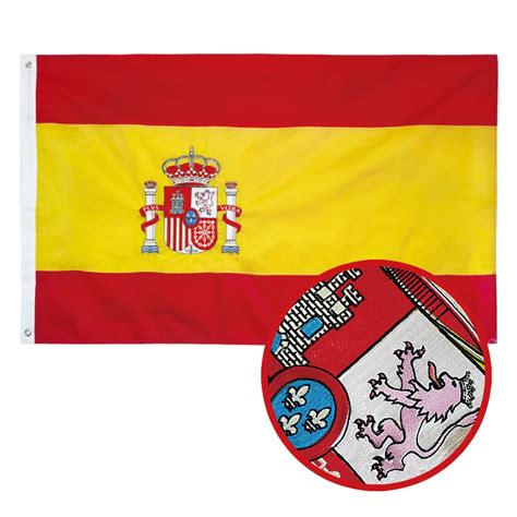 Bandera Espa Ola De Nailon 3x5 Pies Doble Cara Bordado Costura Rayas