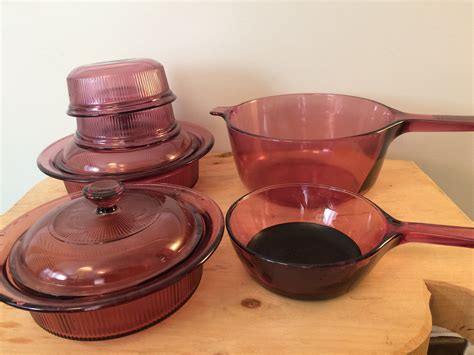 Cranberry Visions Cookware Visionware Set Eight Pieces Etsy