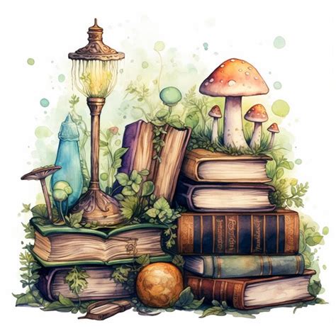 Premium Photo Watercolor Fantasy Book Clipart