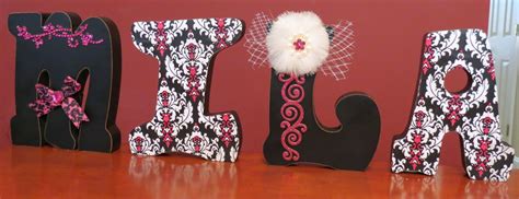 C Est La Vie Designs Unltd LLC Hot Pink Black And White Damask Embellished Letters