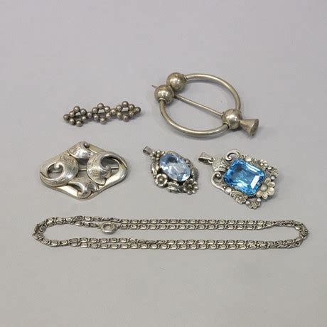 Sex Delar Smycken Silver Smycken Delstenar Smycken Auctionet