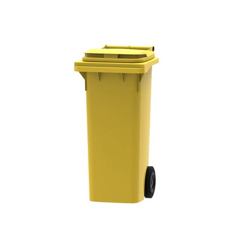 Yellow Wheelie Bin Polyethylene 80 Litre Wheeled Recycling Waste Bin