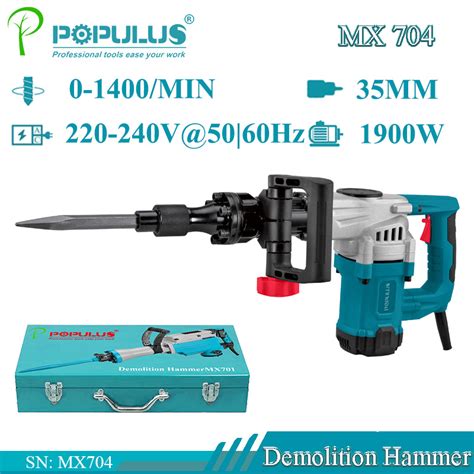 Populus New Arrival Industrial Quality Heavy Duty Demolition Hammer Power Tools 1900w 35mm Power