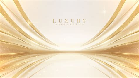 Luxury cream color background with golden line elements and curve light ...