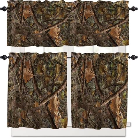 Forest Camouflage Curtain Set Forest Camo Conifer Oak Branches Leaves