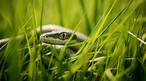 Premium Photo A Sinuous Snake Slithering Through Tall Grass In A