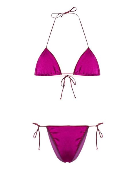 Reina Olga Sam Satin Triangle Bikini In Purple Lyst