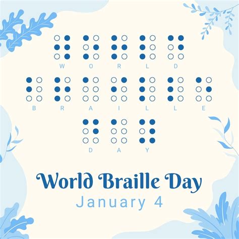 El Día Mundial del Braille es el 4 de enero Ilustración vectorial