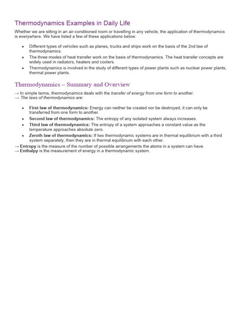 Thermodynamics Examples in Daily Life | PDF