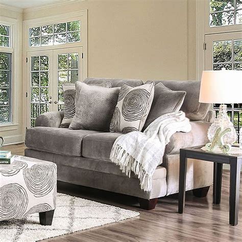 Bonaventura Living Room Set Gray By Furniture Of America Furniturepick