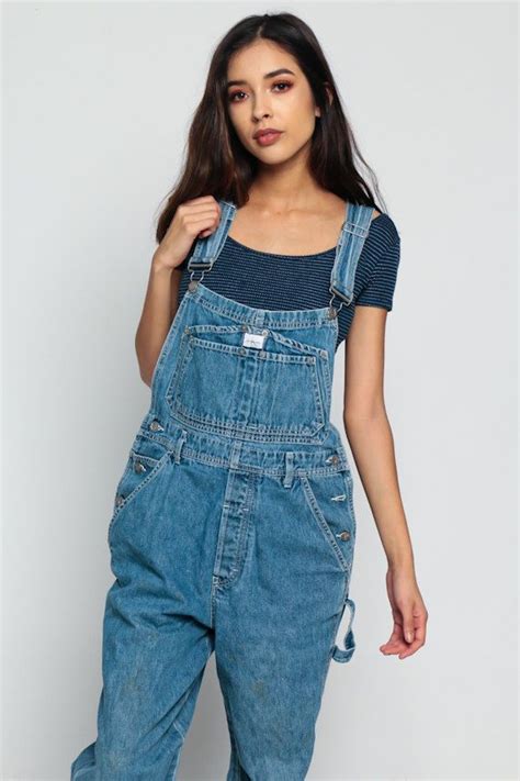 90s Denim Overalls Women Pants CALVIN KLEIN Grunge Baggy Boyfriend Long