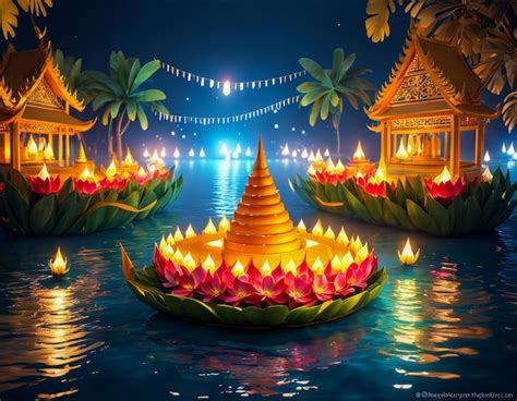 Premium Ai Image Colorful Loy Krathong Festival In Thailand