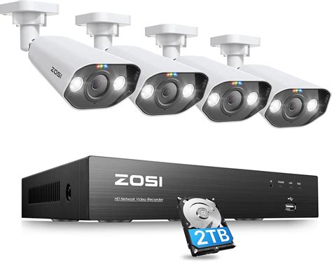 Zosi K Poe Cctv Camera System With Person Vehicle Detection Port