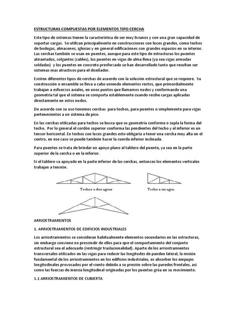 Estructuras Compuestas Por Elementos Tipos Cerchas Pdf Pdf Braguero Ingeniería Estructural