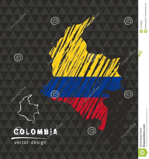 Mapa De Colombia Con La Bandera Dentro En El Fondo Negro Ejemplo Del