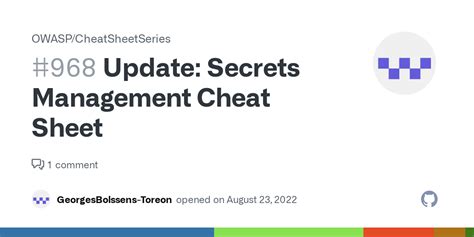 Update Secrets Management Cheat Sheet · Issue 968 · Owasp