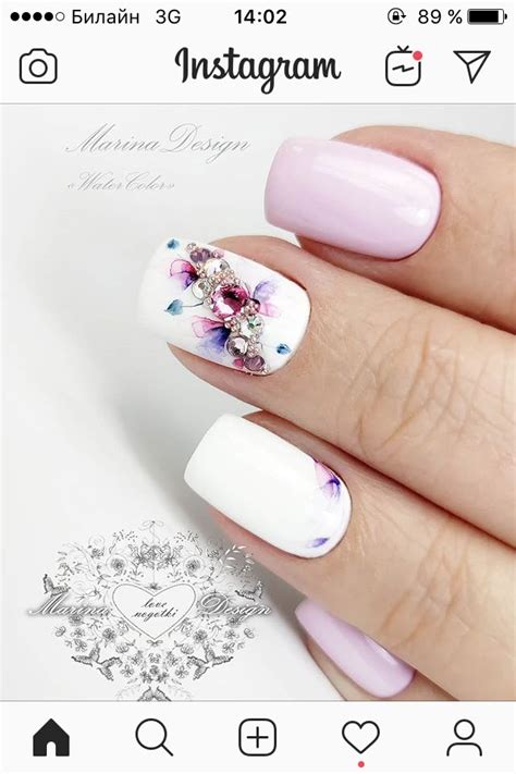 Pin on Акварель на ногтях