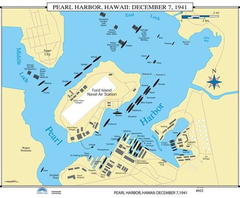 Us History Wall Maps Pearl Harbor December 7 1941 Pearl Harbor