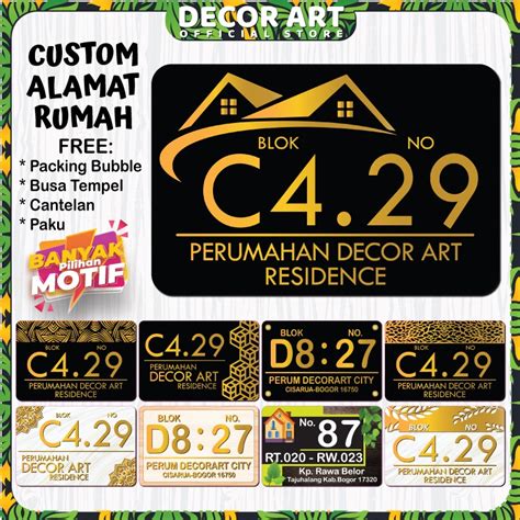 Jual CUSTOM DecorArt 30x20 Cm Hiasan Dinding Plat Nomor Rumah