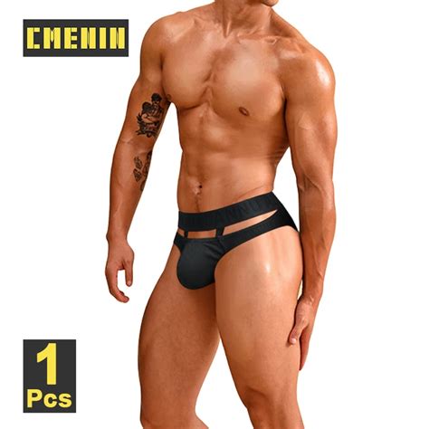 CMENIN Cotton Men S Swimming Trunks Briefs Sexy Double Stripe Cutout Briefs For Men Gay Slip