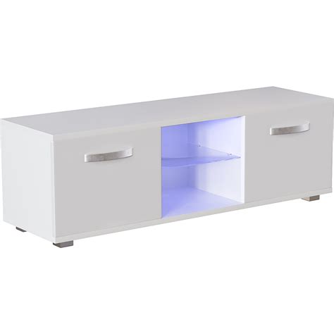 Vida Designs Cosmo 2 Door 2 Shelf White Small TV Unit with LED | Wilko