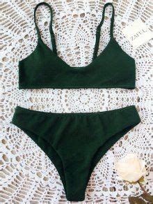High Cut Bralette Bikini Set In BLACKISH GREEN ZAFUL 2024