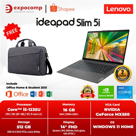 Jual Lenovo Ideapad Slim I Ip Ial Rid Grey Core I U