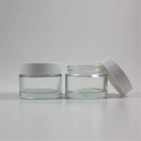 Pcs Wholesale G Clear Glass Cream Jar With White Plastic Lid G