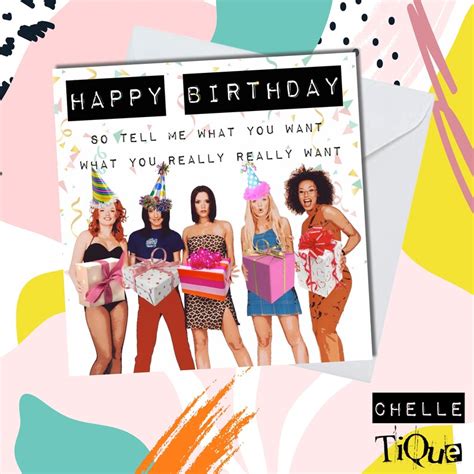 Spice Girls Birthday Card Spice World Brit Pop Music Etsy Uk