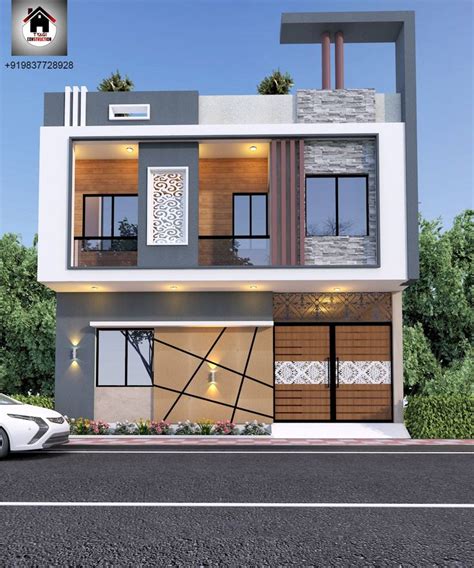 Front Elevation Of A Two Story Duplex House Design