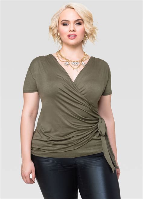 Wrap Front Top Ashley Stewart Wrap Front Top Plus Size Tops