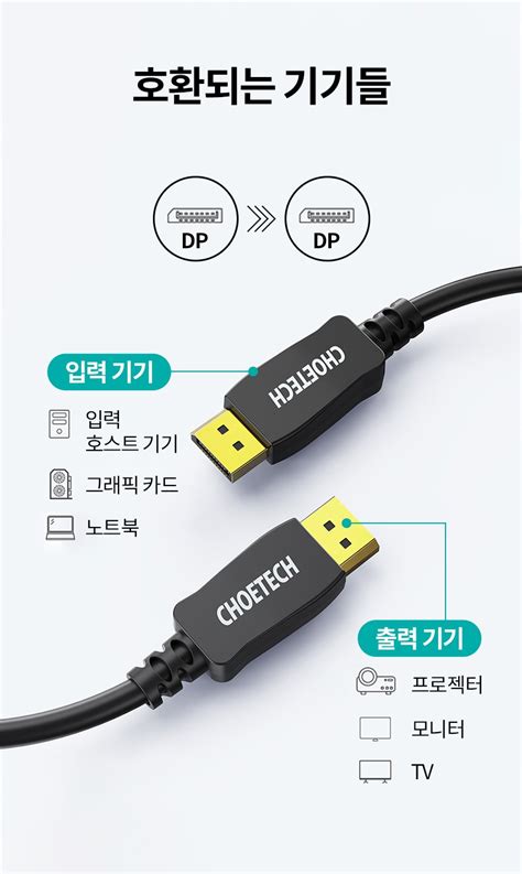 CHOETECH 초텍 8K 모니터 미러링 DP to DP 디스플레이포트 케이블 2m XDD01 BK CHOETECH 초텍