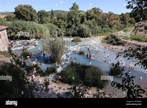 Saturnia Italy September People Are Bathing In The Hot Springs Of Saturnia Therme