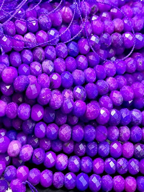 Natural Sugilite Gemstone Bead Faceted X Mm Rondelle Shape Bead