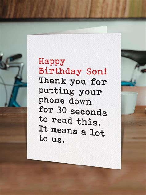 Funny Son Birthday Card Cheeky Son Card Thanks for Putting | Etsy