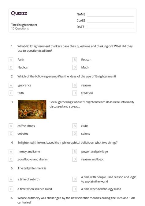 50 The Enlightenment Worksheets For 9th Grade On Quizizz Free And Printable