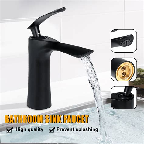 Sinks Taps Matte Black Bathroom Sink Faucet Basin Cold Hot Mixer Tap Single Handle Was