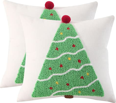 Amazon Tosleo Green Christmas Tree Throw Pillow Cover X Inch