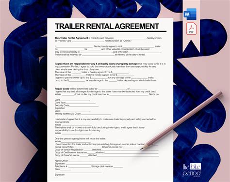 Trailer Rental Agreement Template