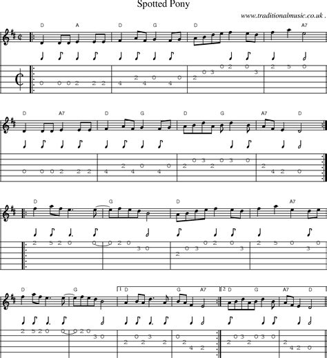 American Old Time Music Scores And Tabs For Guitar Spotted Pony