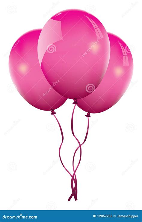 Pink Balloons Isolated Icon On White And Transparent Background. Three ...