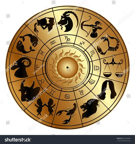 Vector Illustration Zodiac Signs On Gold Stock Vector (Royalty Free ...