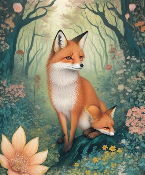 Premium AI Image | Beautiful Forest Portrait of an OilPainted Fox