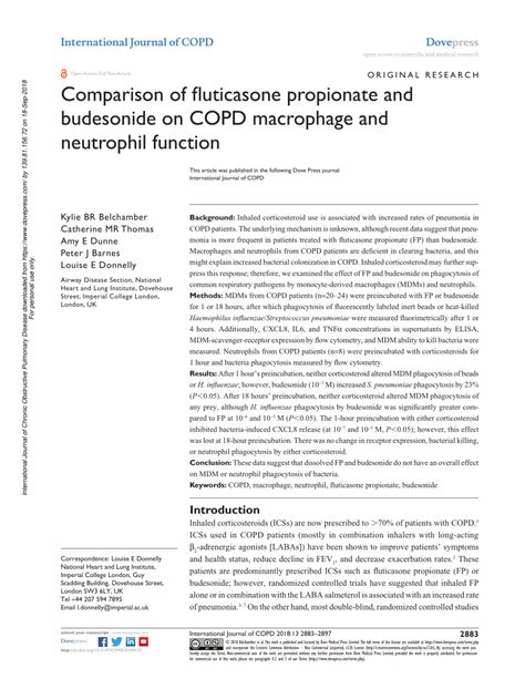 Pdf Comparison Of Fluticasone Propionate And Budesonide On Copd Macrophage And Neutrophil Function