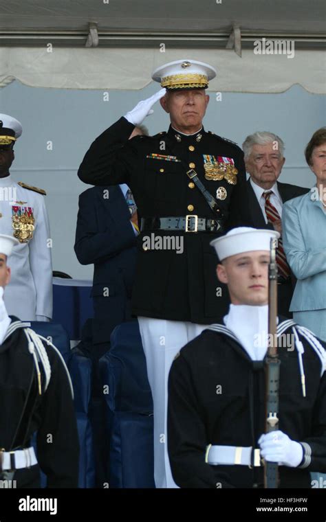 Gen James T Conway 34th Commandant Of The Marine Corps Salutes The Colors Held By The United